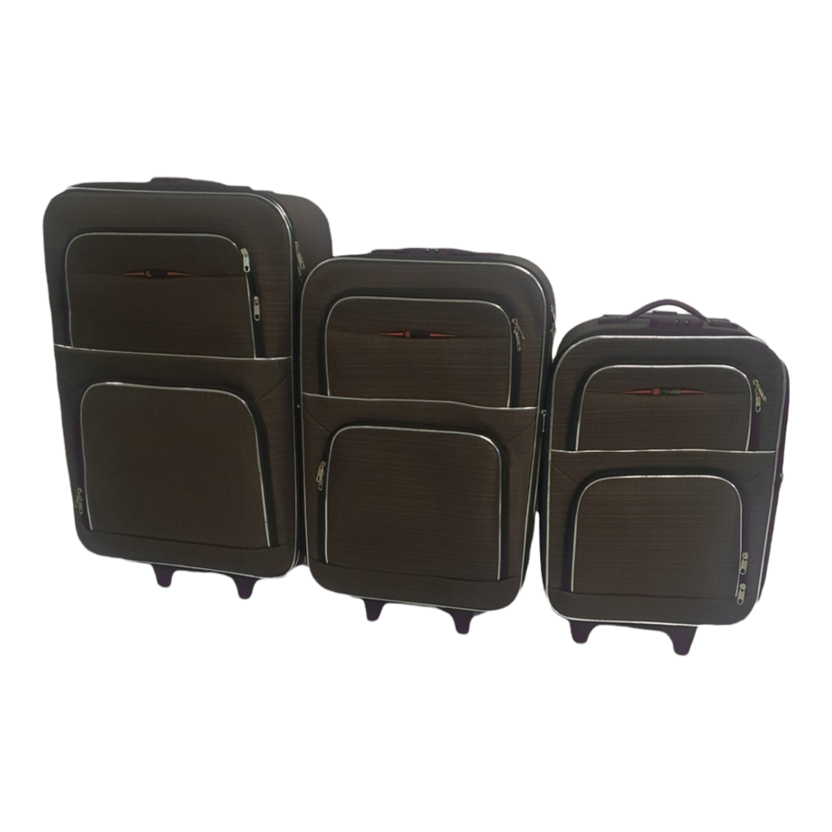 SMTE - Acesa - Quality Trolley 3 Piece Travel Luggage MZ Suitcase Set - Brown