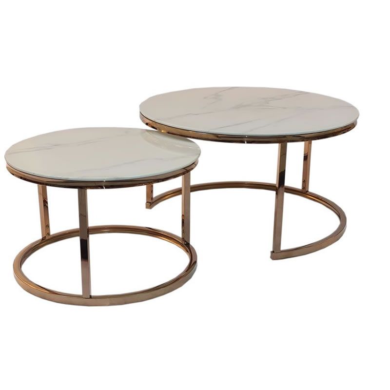 SMTE - 2 in 1 Marble Top Nesting Coffee Tables