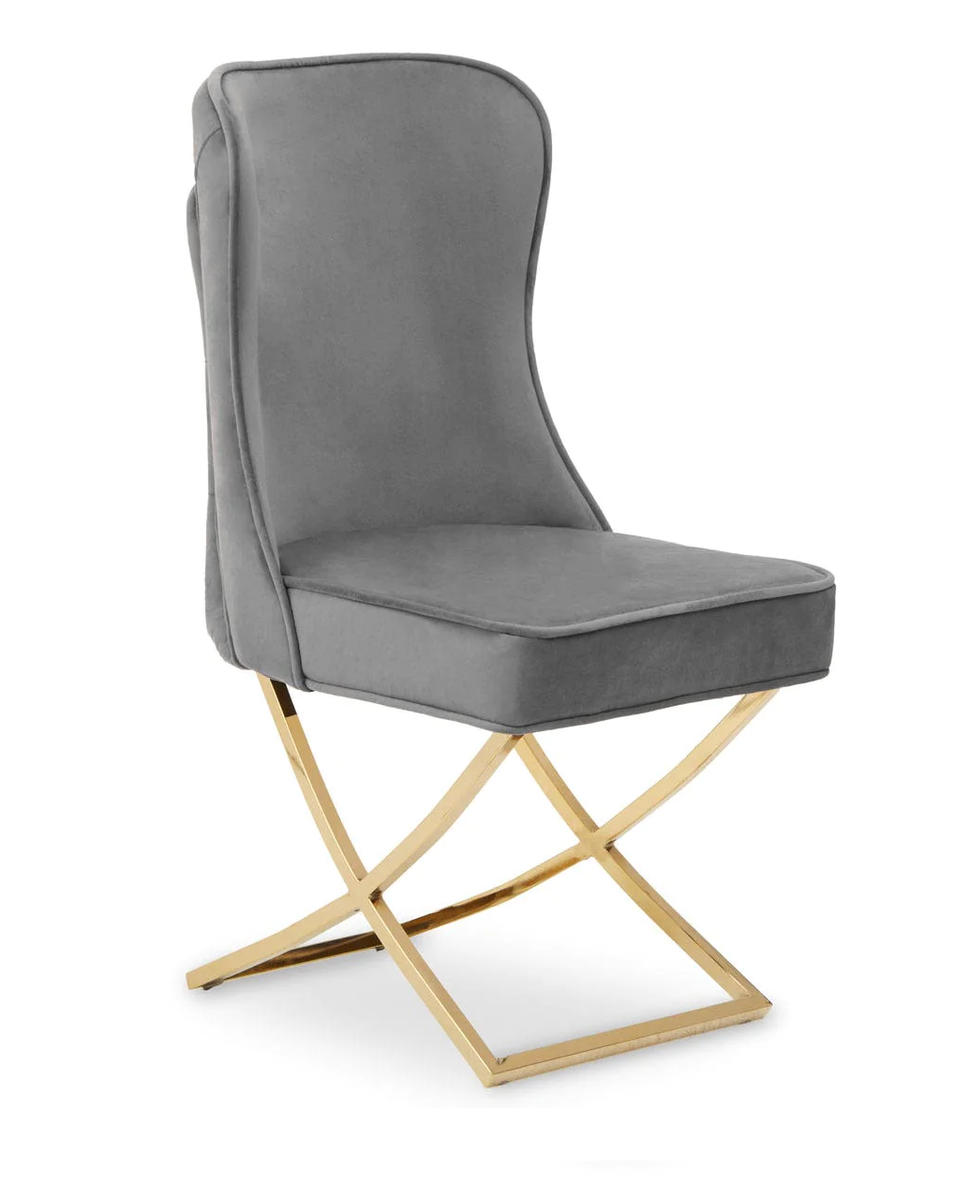 SMTE - Mustafa Velvet Dining Chair - Grey