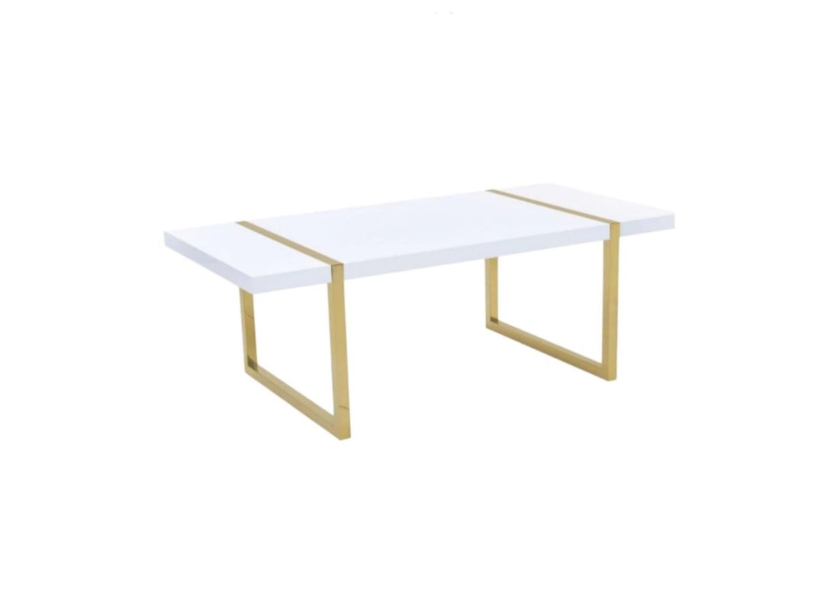 SMTE - Wood Dining Table with Metal LegsWhite