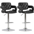 SMTE - Pair of - MAK Faux Leather Luxury Barstools with armrests - Black