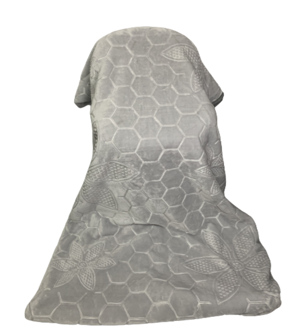SMTE - Queen Size 1-Ply Blanket Super Soft Honeycomb Pattern - Light Grey