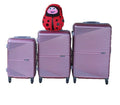 SMTE - Pink 3Piece ABS Trolley Luggage Set with Spinner Wheels & Red Ladybug Bag