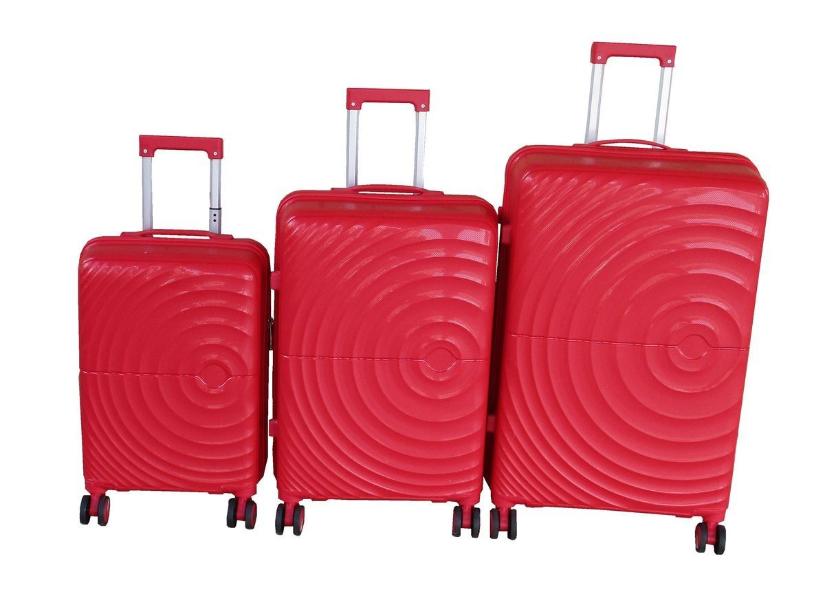 SMTE - Vibrant Red 3Piece Unbreakable Luggage SetDurable, Spinner Wheels, TSA Lock