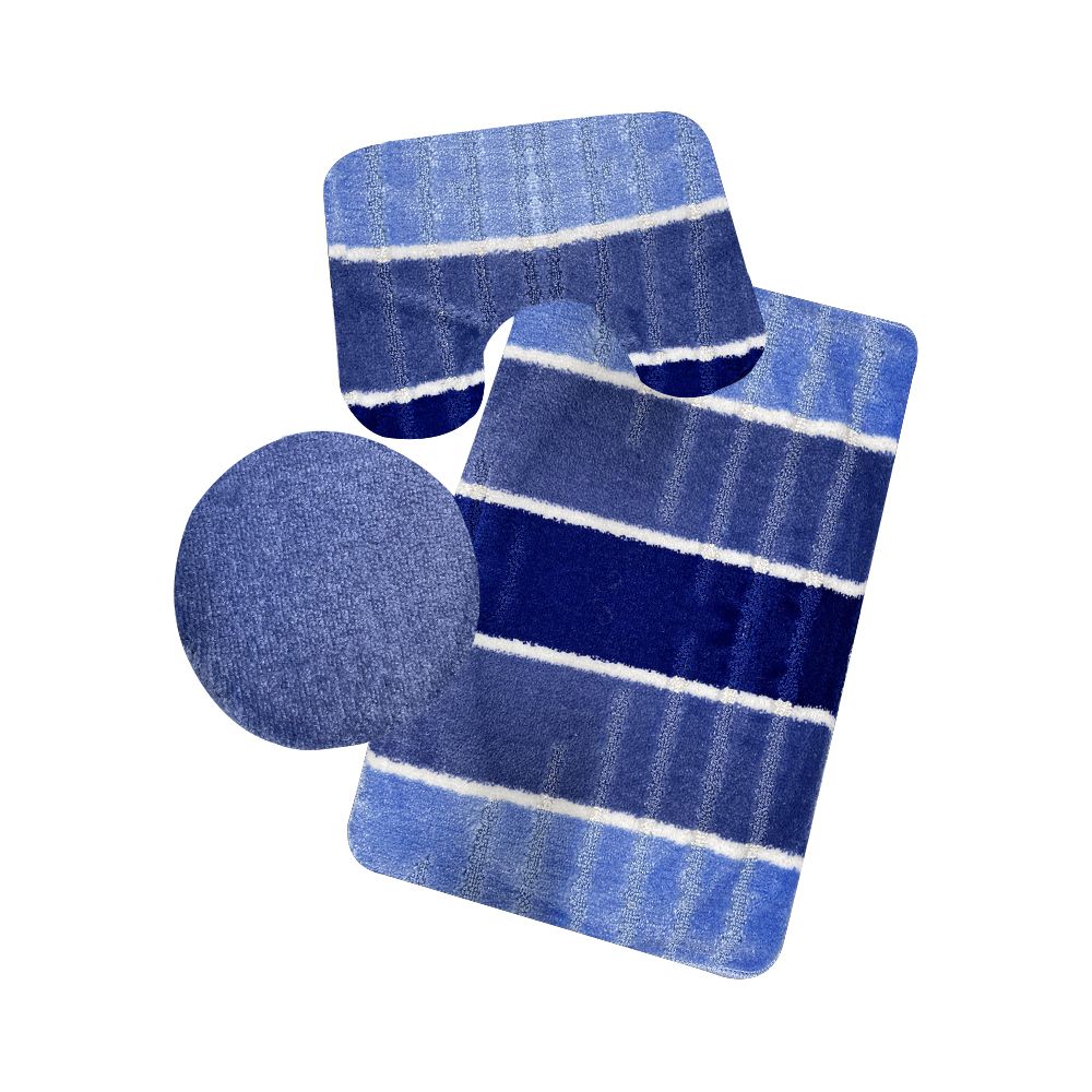 SMTE - Stunning 3 Piece Anti-Slip Soft Foam Bathroom Set - Light blue & Dark Blue