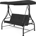 SMTE - Tangkula 3 Seats Converting Patio SwingBlack