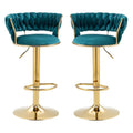 SMTE - Velvet Swivel Luxury  Bar Stools - Set Of 2 - Green