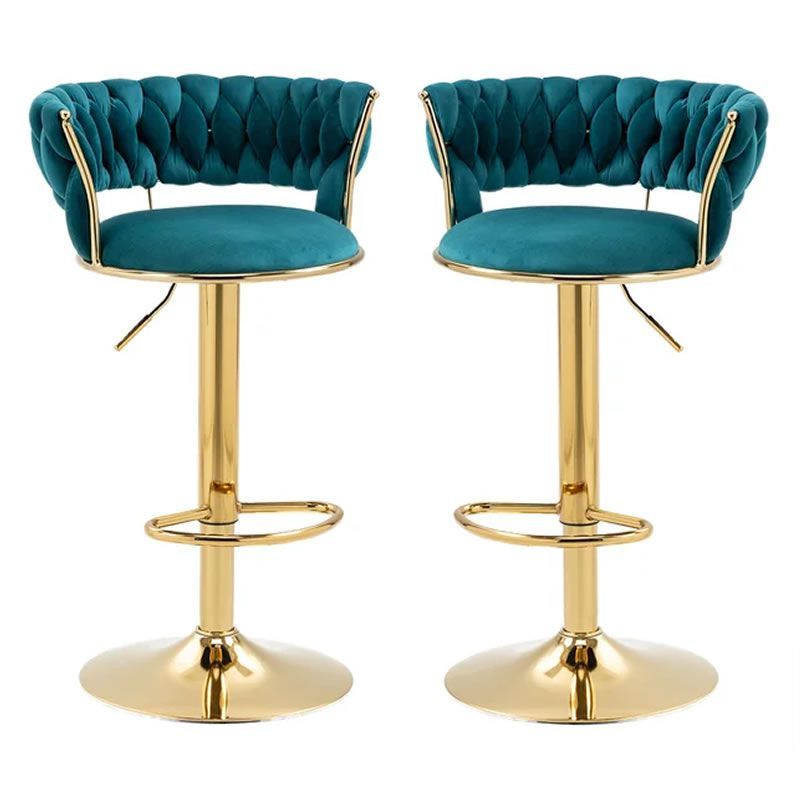 SMTE - Velvet Swivel Luxury  Bar Stools - Set Of 2 - Green