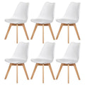SMTE - Pack of 6 Cushioned Seat Dining Chairs - White