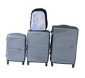 SMTE - Silver ABS 3Piece Trolley Luggage Set with Horse Print School Bag