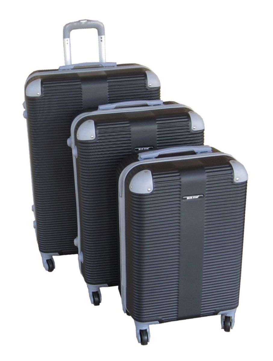 SMTE - IYH- Quality 3 Piece Protected Hard Outer Shell Luggage Set - Black