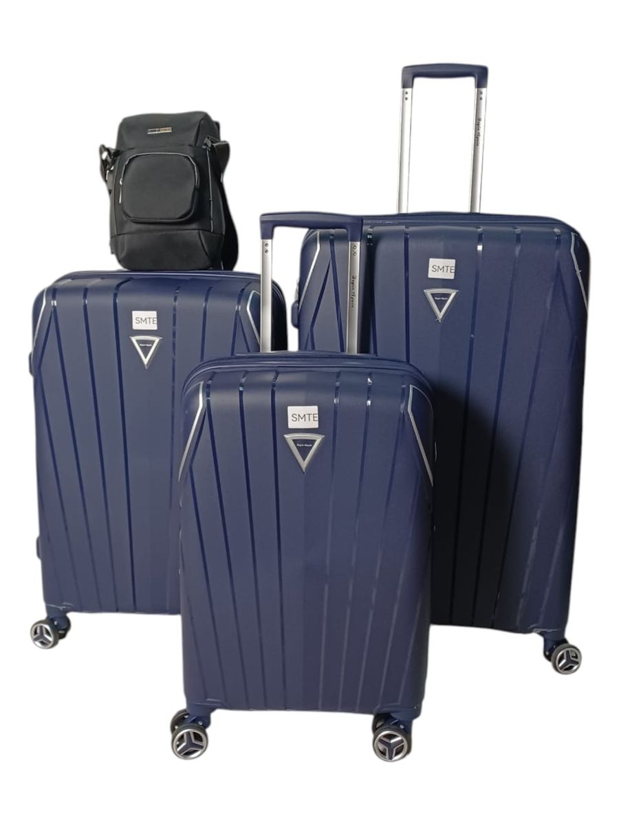 SMTE - 4Piece CornerProtected Hard Shell PP Luggage SetNavy