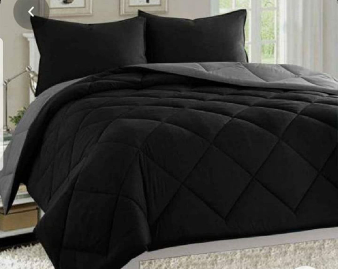 SMTE - 5 Piece Light weight Reversible Comforter Grey and Black - Double