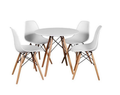 SMTE - Modern Round White Table With 4 Chairs