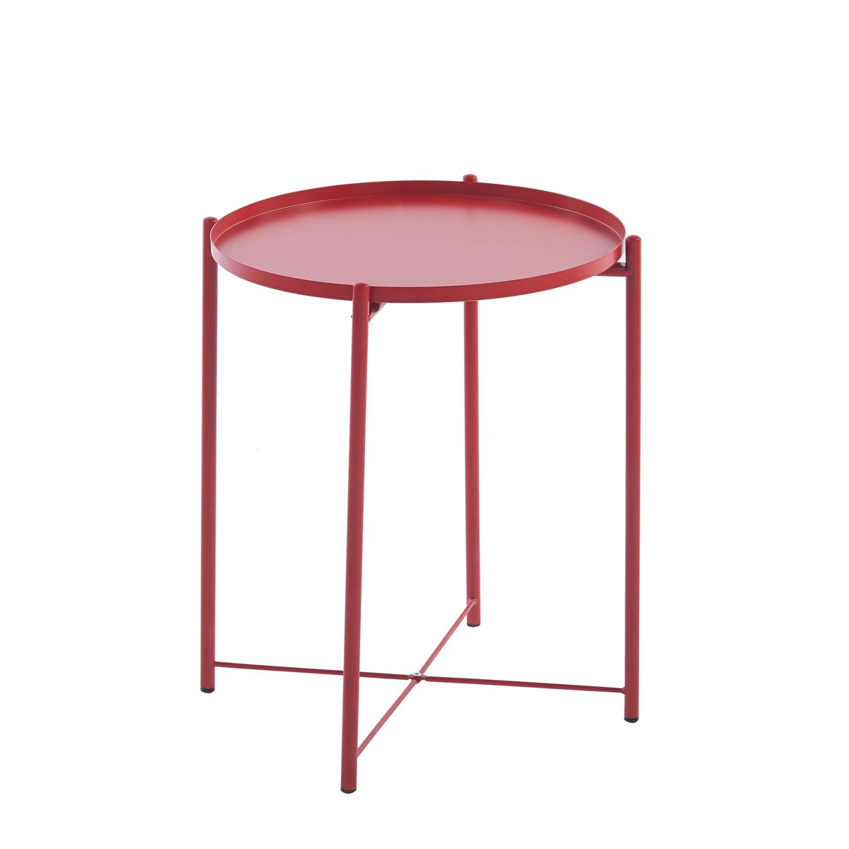 SMTE - 1 Tier Colourful Metal Round Side Table/Tray Table/Coffee Table - Red