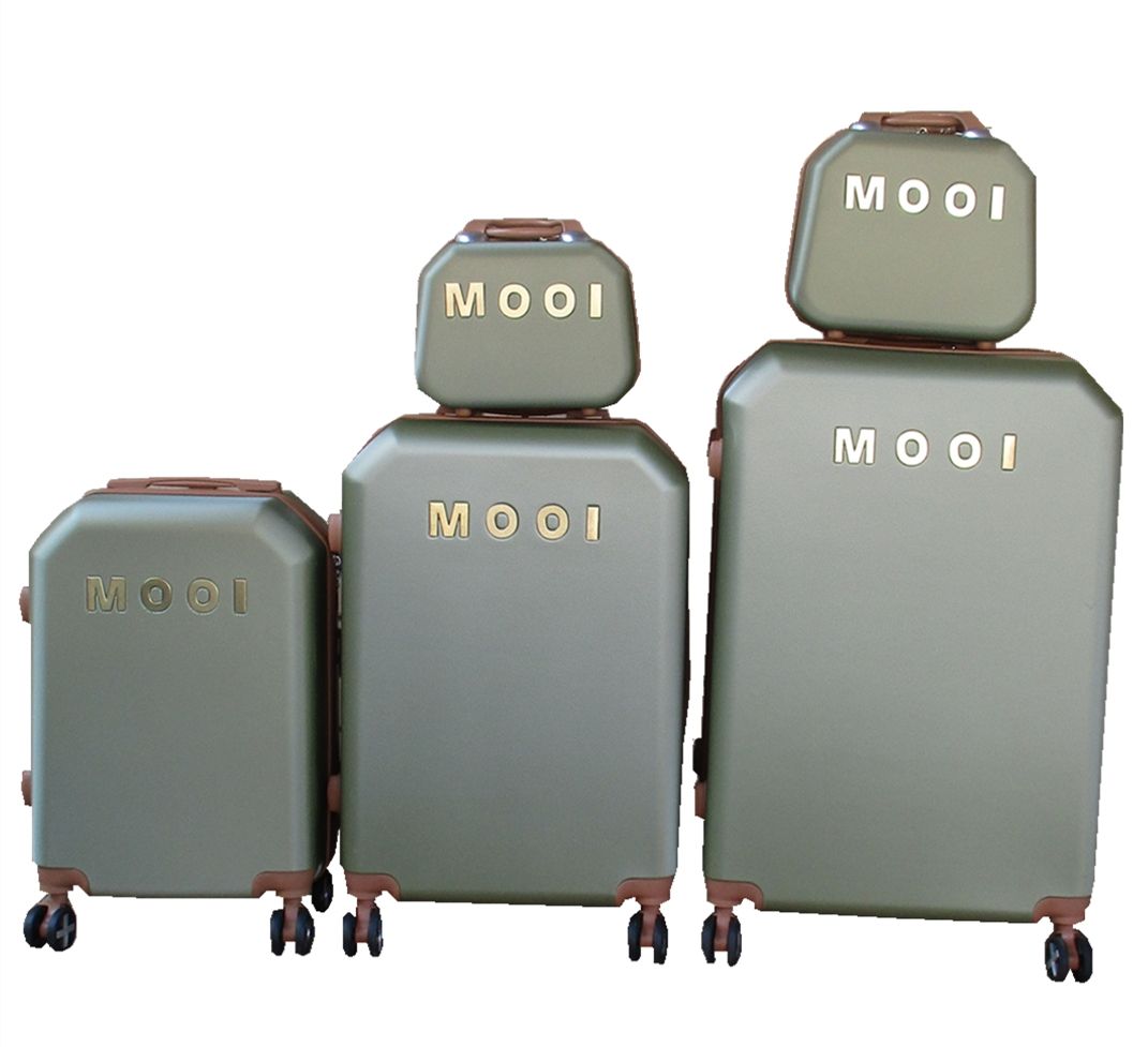 SMTE - MOOI ABS Luggage SetOlive Green, Locks, 360 Spinner Wheels, 5 Pieces