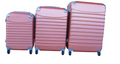 SMTE - Durable 3 Piece Pink ABS Luggage Set with Spinner Wheels & Combination Lock