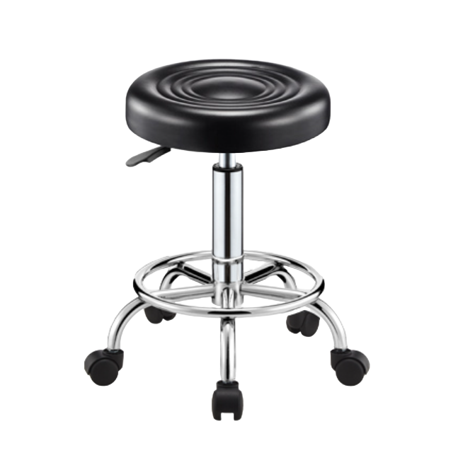 SMTE - Adjustable Round Rolling Stool - Black