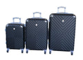 SMTE - Durable 3Piece ABS Luggage Set with Spinner Wheels & Builtin LockBlack