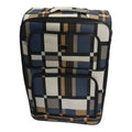 SMTE - Quality Luggage Leather Travel Suitcase Set Checks Art - Set of 3 - Checkered Blue