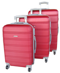 SMTE - Blue Star 3Piece Red ABS HardShell Trolley Luggage Set Spinner Wheels,Lock