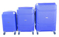 SMTE - 3 Piece Hard Outer Shell Quad Wheel Luggage Set - S-1-5 - Blue