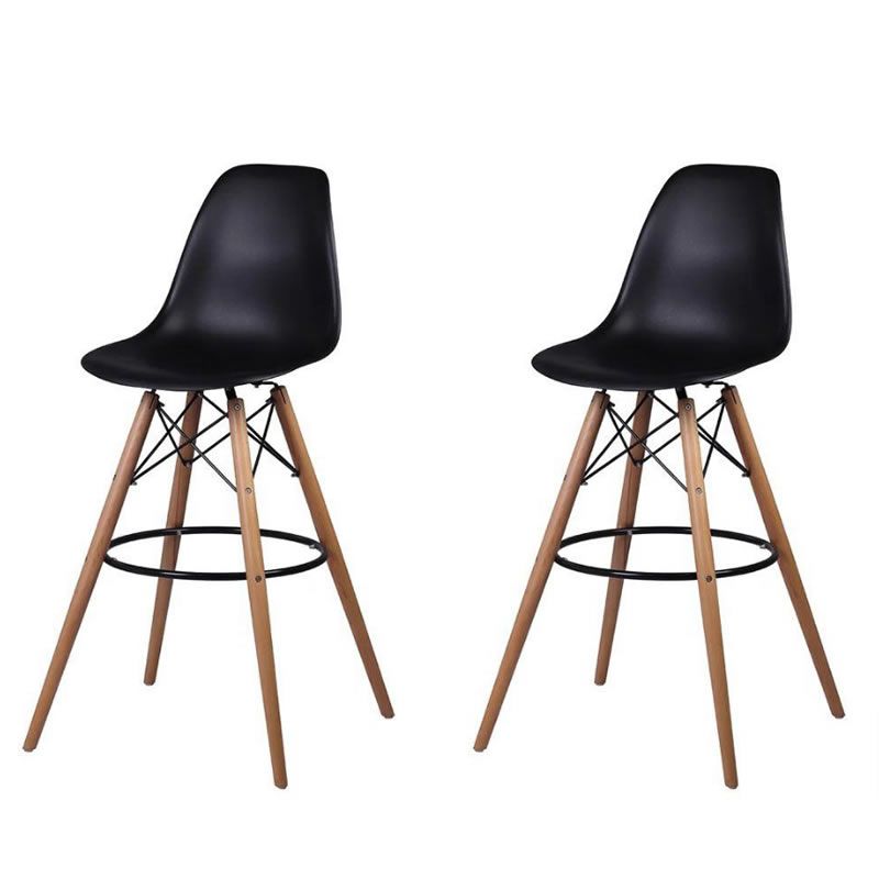 SMTE - Set of 2 Modern Style Chair Counter/Bar Stools - Black