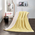SMTE - New Reversible Super Soft Throw Striped Flannel Sherpa Blanket - Yellow
