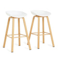 SMTE - Set of 2 Modern Armless Bar Stool - White