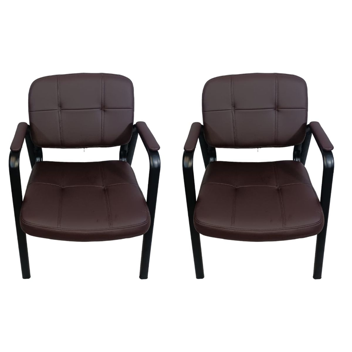 SMTE - Leather Office Chair set of 2Brown