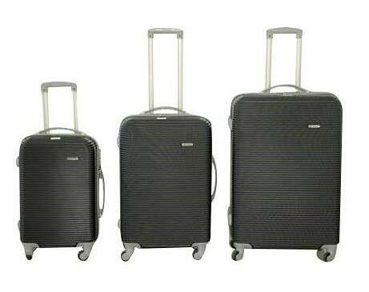 SMTE - 3Piece Luggage SetDurable ABS Material,Black Ribbed Design,Spinner Wheels
