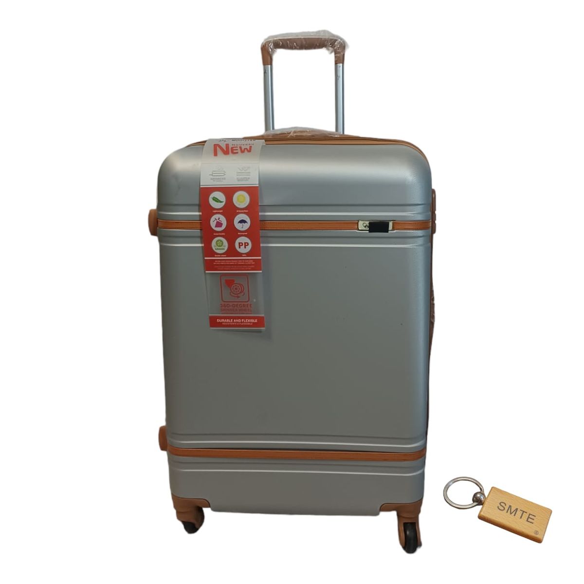 SMTE - Durable Elegance: ABS Suitcasel Large 75Cm with  Keyring1 PieceGrey