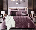 SMTE - Aliyaset- 8 Piece Velvet Touch King Size Grey Home Bedding Comforter Set