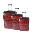 SMTE - IYWA Professional Luggage Set of 3 Leather Travel Suitcase Set - Maroon