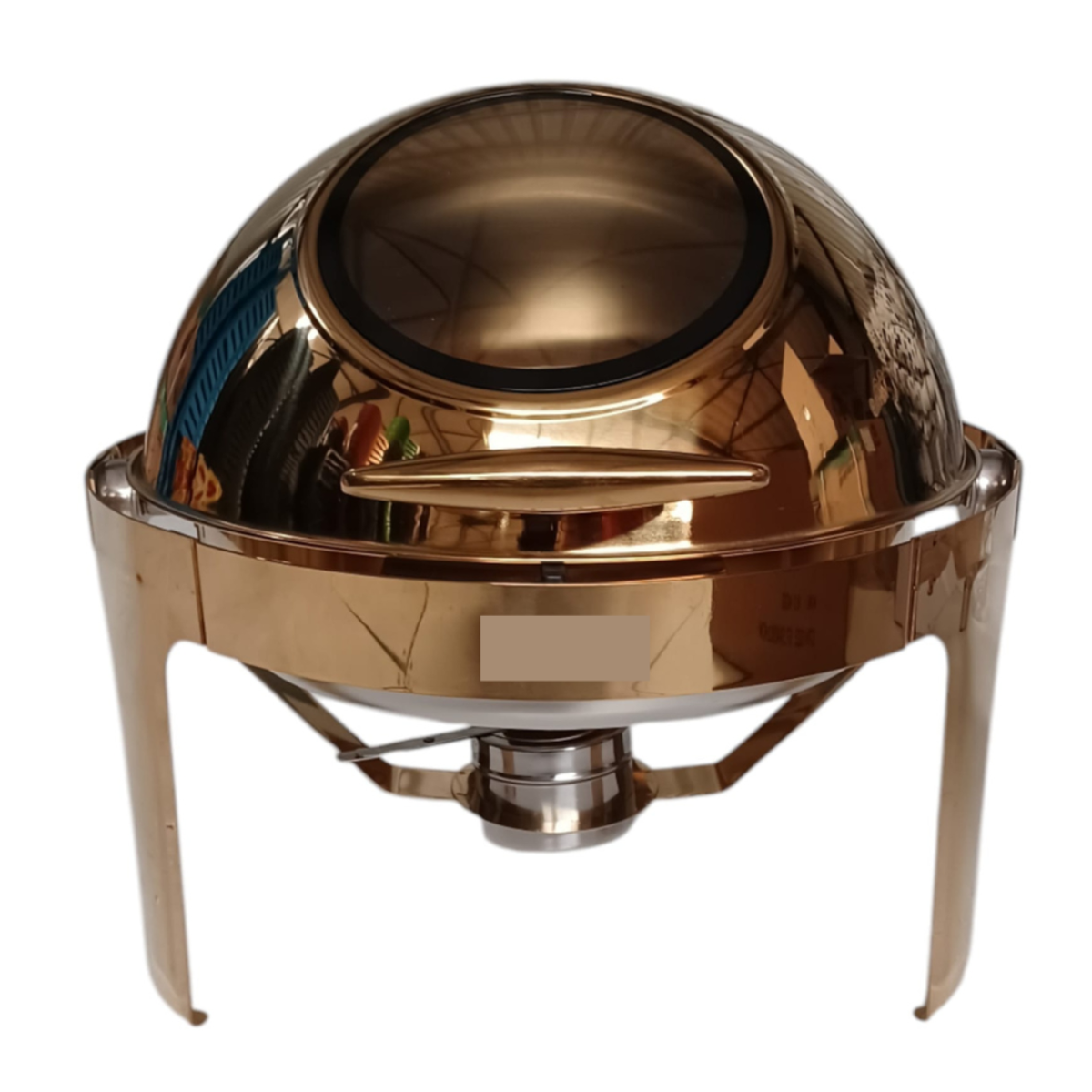 SMTE -  321 Gold Round Stainless Steel Chafing Dish with RollTop Glass Lid6L
