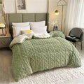 SMTE - 5-Piece Thickened Lamb Cashmere Blanket Bedding Set - Double/Queen - Lightgreen