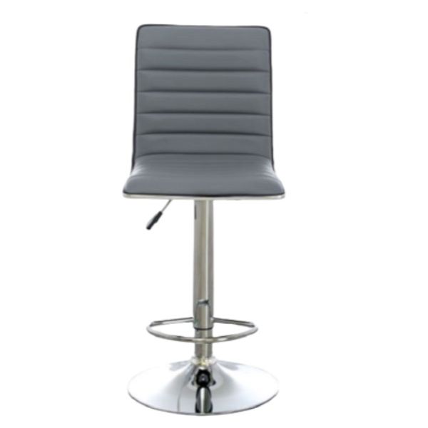 SMTE - Elegant Black High-Back Barstool With Swivel And Footrest - Grey