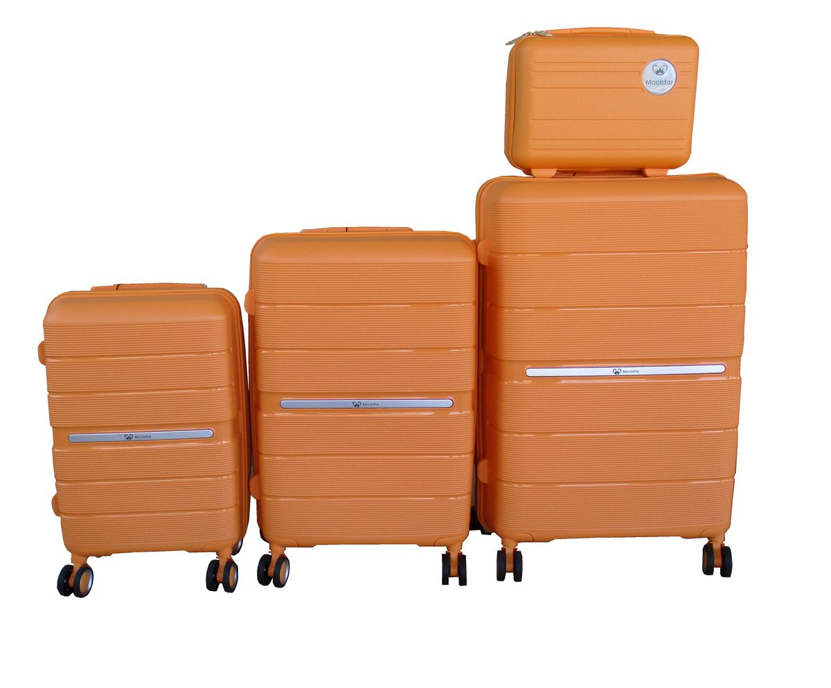 SMTE - Bright Orange PP Luggage Set4 Piece, TSA Locks, Spinner Wheels