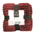 SMTE - Ribbed Flannel Fleece Throw - 180x200cm - Burgundy