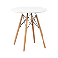 SMTE - 75cm Minimalist Design Wooden Legs Round Cafe Dining Table - White