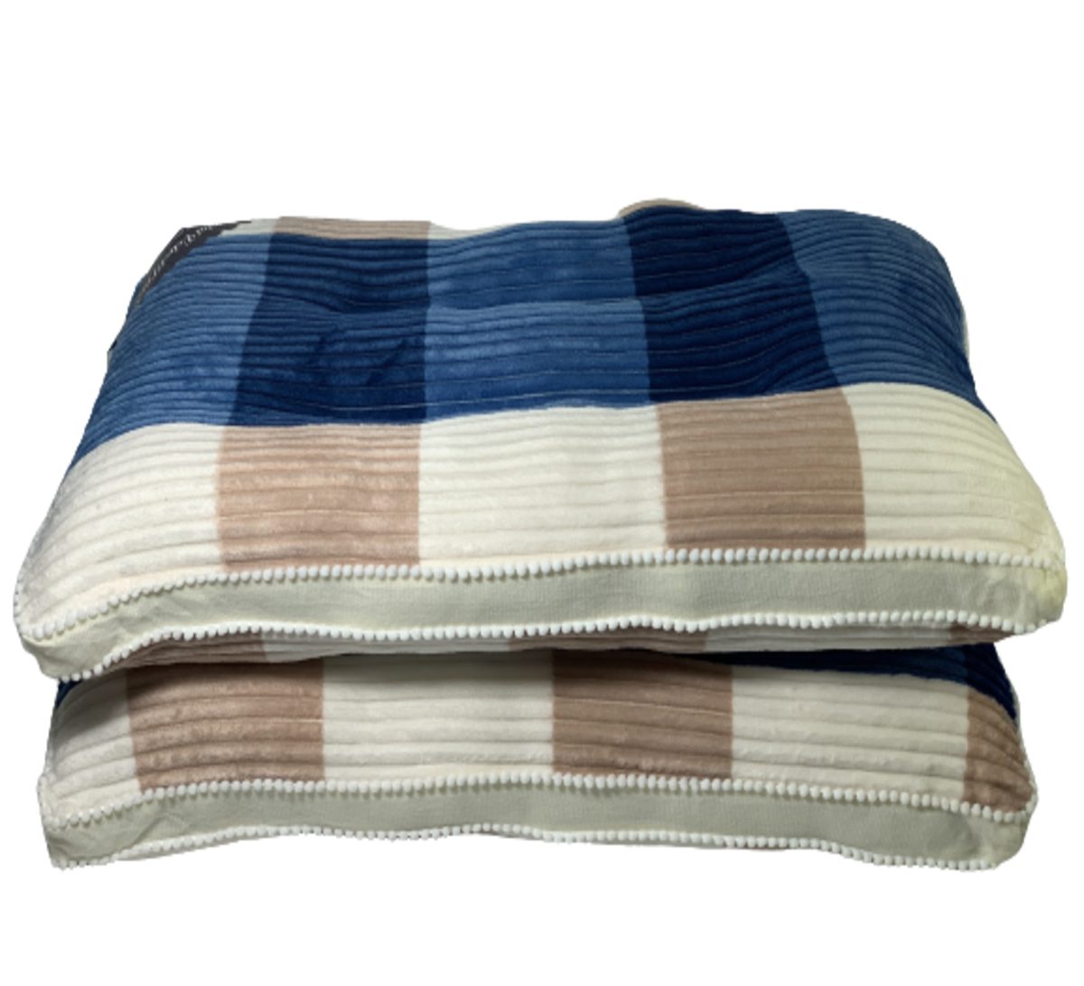 2 Piece Microfiber Super Soft Pillows Blue & Brown Checks Patt