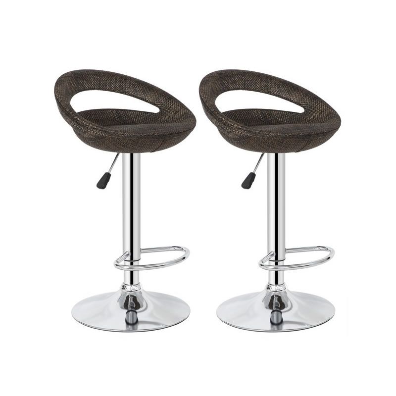 A set of Two Rattan Wicker Home Bar Stools - Brown