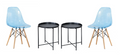 Transparent Color Dining Wooden Leg Chairs and Metal Single Tier Table Set - Blue