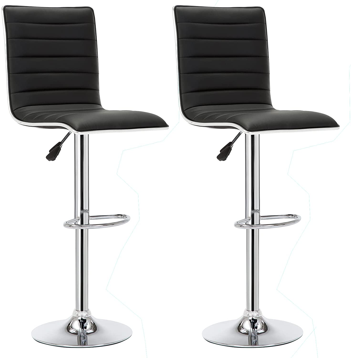 Bar Stools / Kitchen Counter Breakfast Chairs - Set of Two - Black