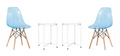 Transparent Color Dining Wooden Leg Chairs and 1 Tier Metal Table Set - Blue