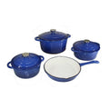 7 Piece Cast Iron Dutch Oven Cookware Set - Blue