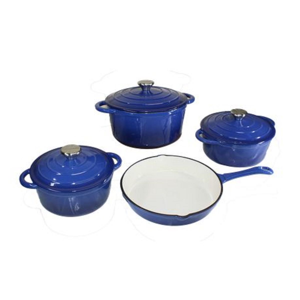 7 Piece Cast Iron Dutch Oven Cookware Set - Blue