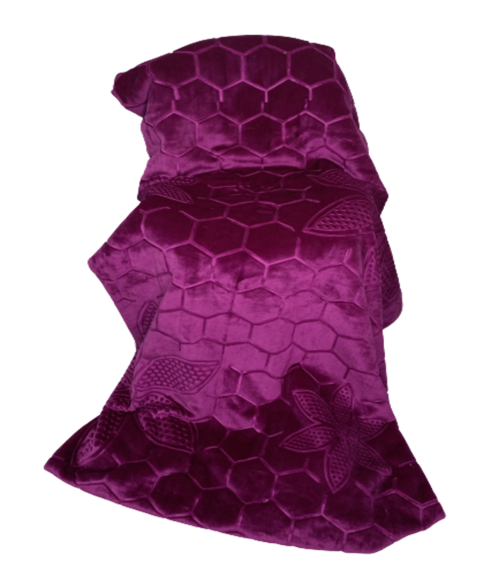 Queen Size Blanket Super Soft Honeycomb Pattern - Purple