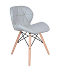 Pre-assembled Padded Dinging Chair With Solid Wooden Legs - PU Leather - Grey
