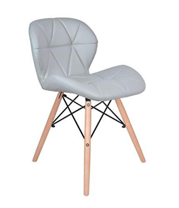 Pre-assembled Padded Dinging Chair With Solid Wooden Legs - PU Leather - Grey